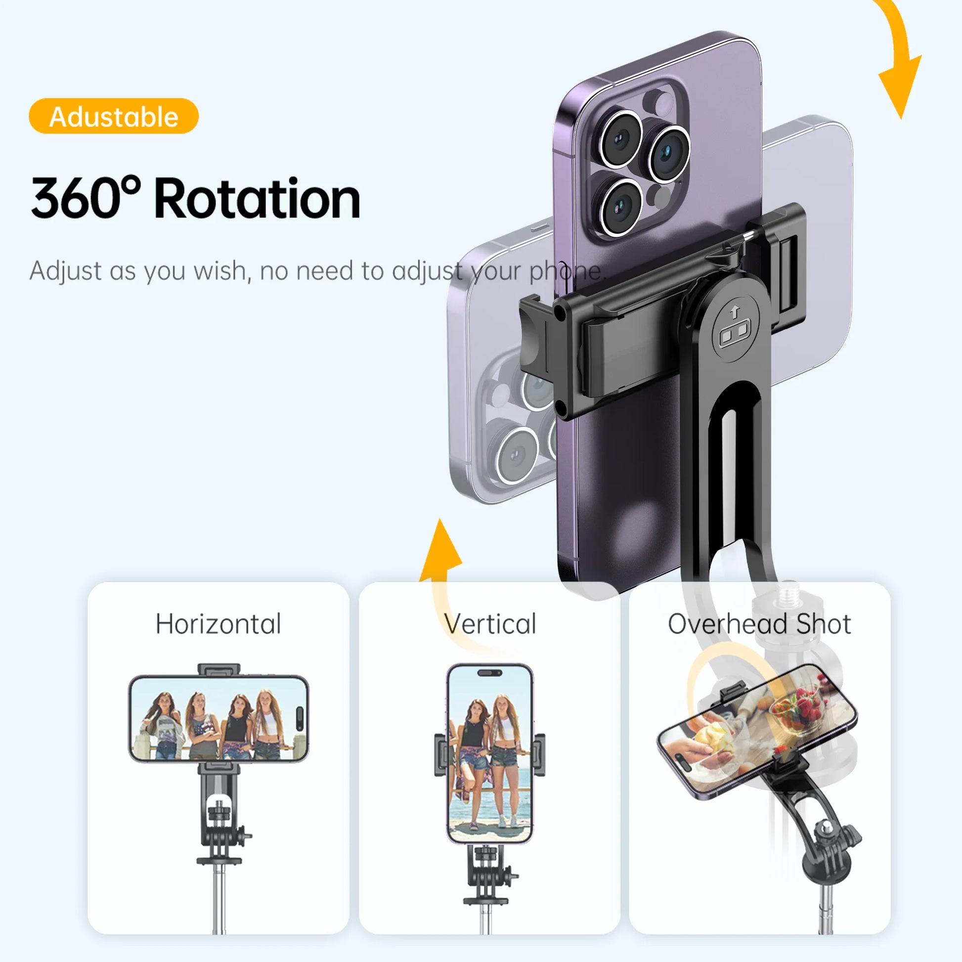 Rotating phone mount for flexible shooting angles