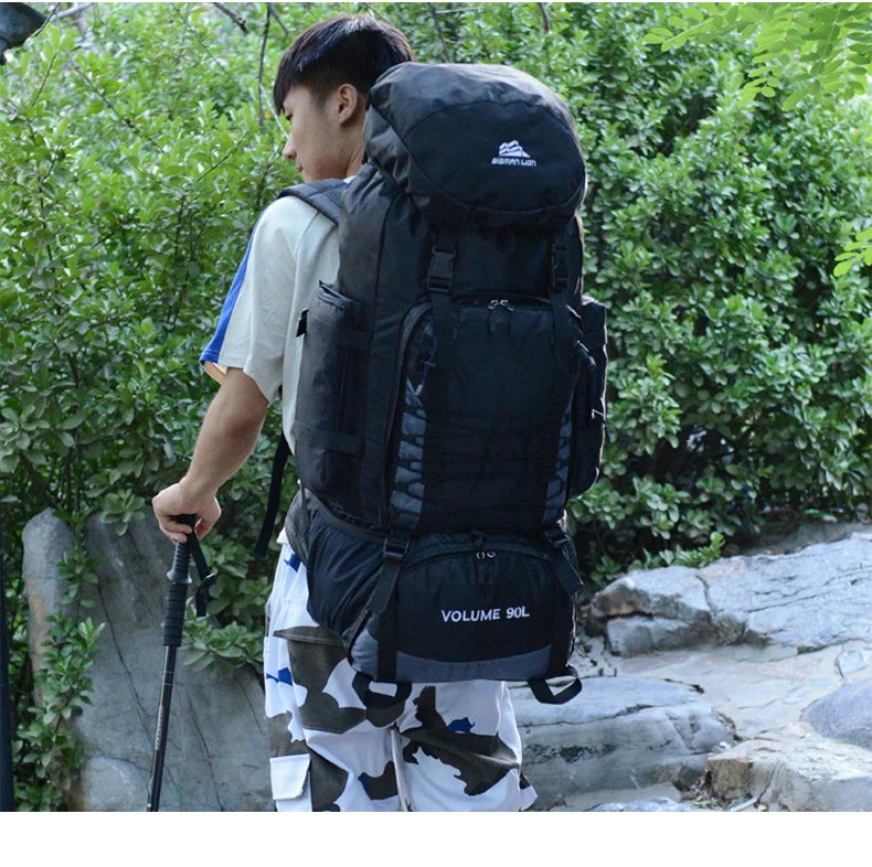 Large 90L Travel Bag Camping Backpack Hiking Army Climbing Bags Mountaineering Sport Bag Outdoor Shoulder Rucksack Men Women