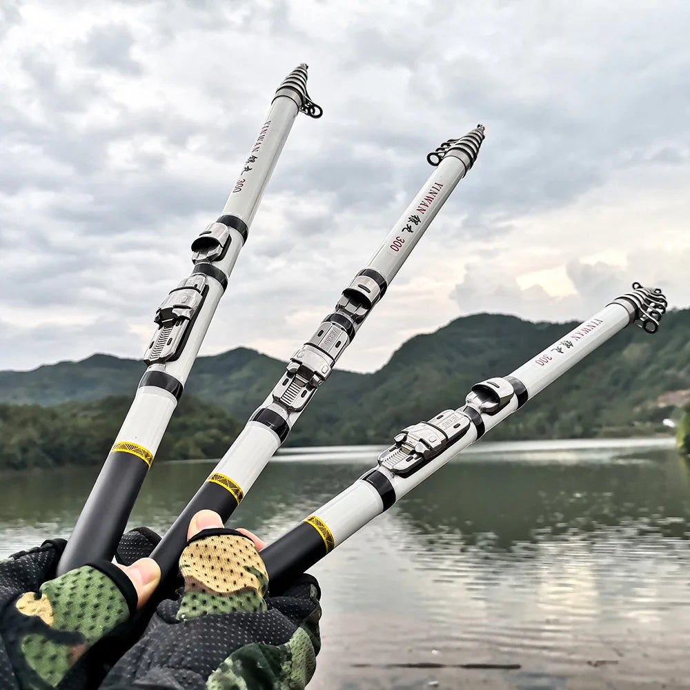 Telescopic Rock Fishing Rod Spinning Fly Carp Feeder Carbon Fiber Pesca 3M 2.7M 2.4M 2.1M 1.8M 1.5M Mini Travel Rod Reel Seat
