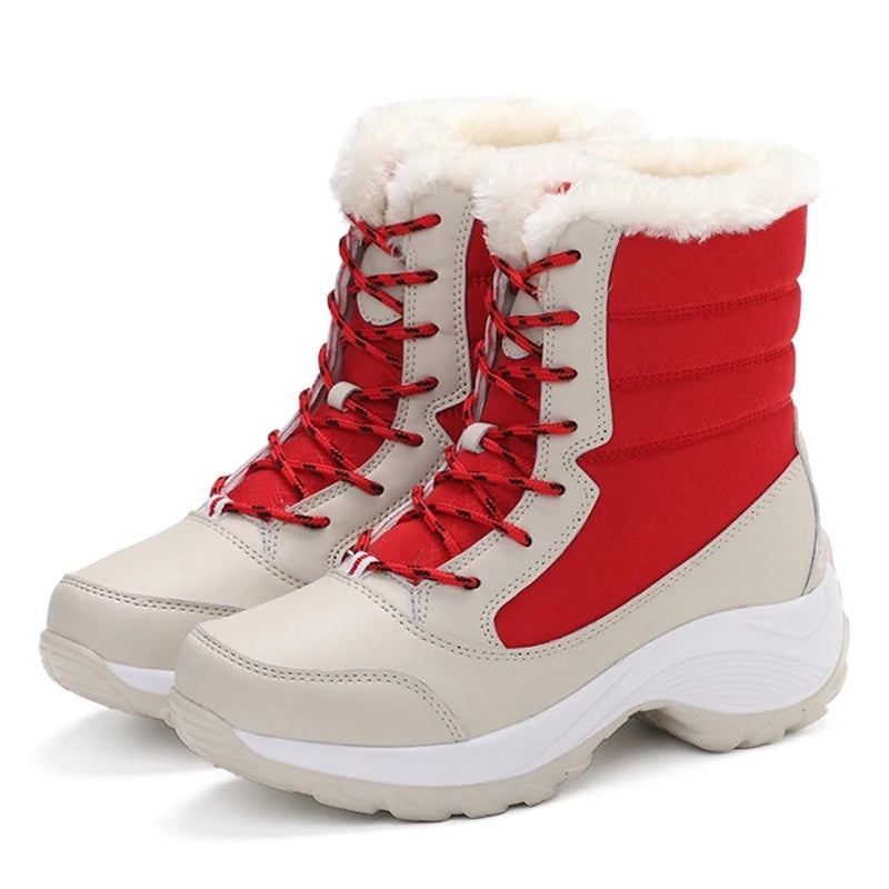 Snow Boots for Women Casual Winter Shoes Platform Non-slip Warm Fur Ankle Boots Plush Combat Outdoor Casual Hiking Warm Shoes