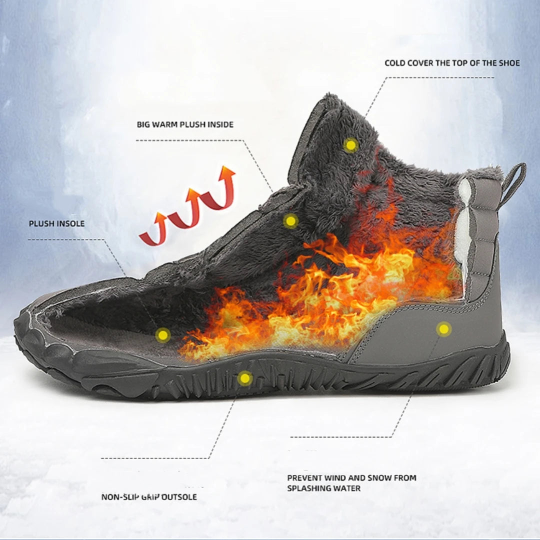 Men Winter Outdoor Velvet Warm Snow Boots Hiking Shoes Waterproof Ski Shoes High-Top Large Size Cotton Boots Thick Cotton Shoes