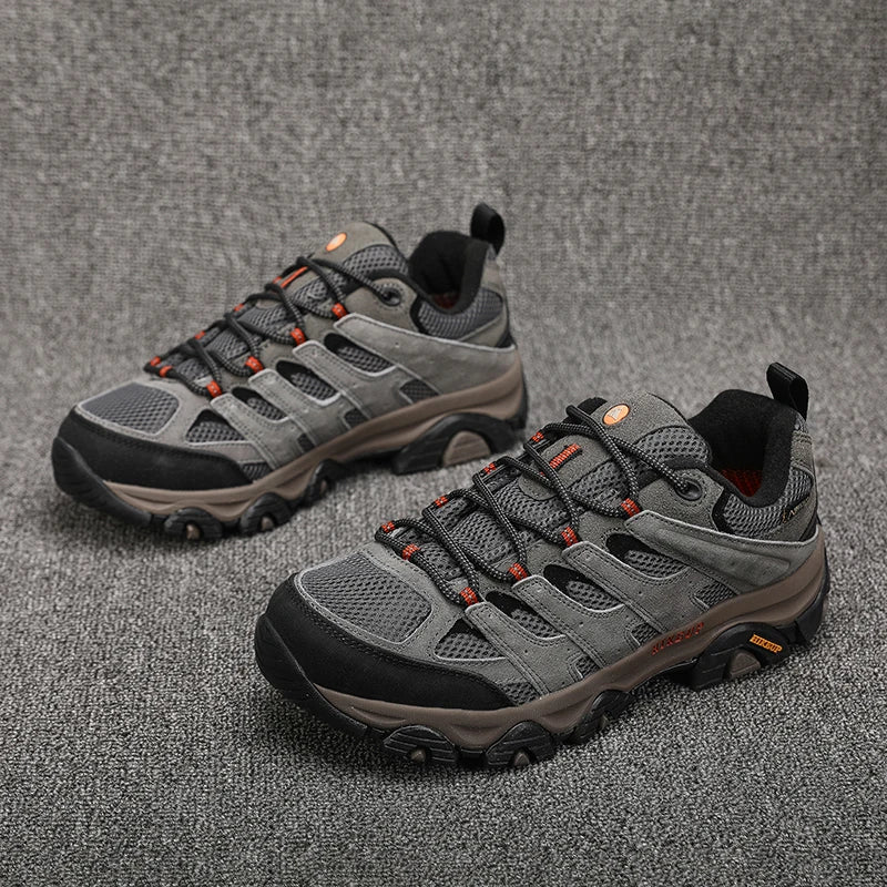 HIKEUP Hiking Shoes Men Designer Climbing Trekking Sneakers for Men Leather Outdoor Sports Work Man Shoes Run Shoes