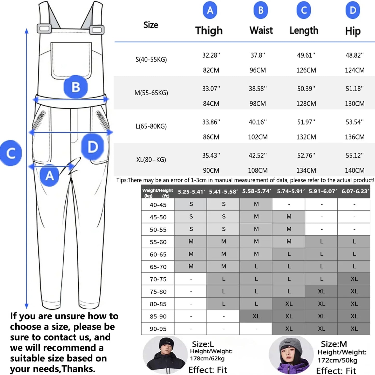 Dollplus Winter Ski Pants – Unisex Snowboard Overalls, 15,000mm Waterproof & Windproof