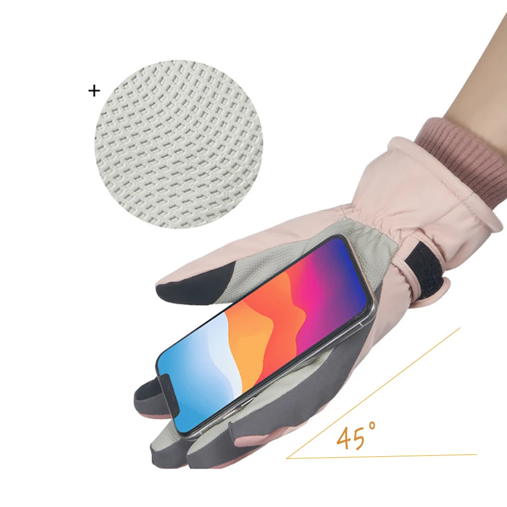 1 Pair Ski Gloves Waterproof aAnd Windproof - Thickened Warm Snow Gloves, Snowboard Touch Screen Cycling WinterGloves