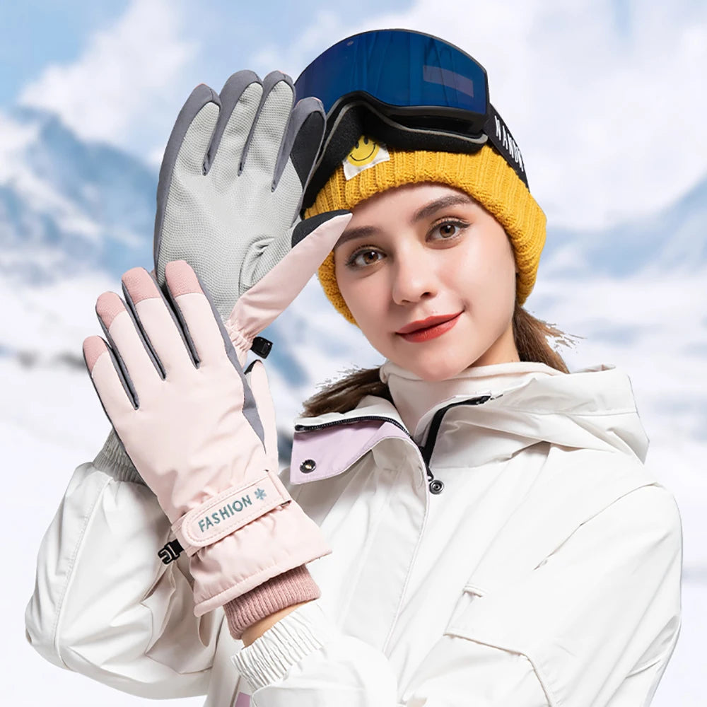 1 Pair Ski Gloves Waterproof aAnd Windproof - Thickened Warm Snow Gloves, Snowboard Touch Screen Cycling WinterGloves