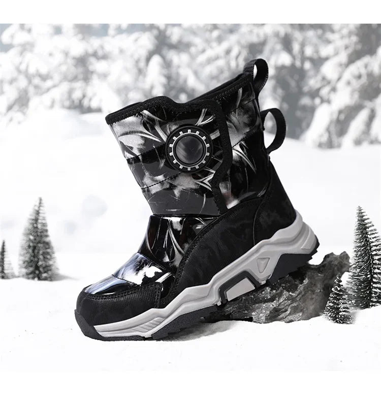 Winter Children's Cotton Shoes Anti-Slip Ice Claw High-Top Waterproof Fleece-Lined Snow Boots for Girls And Boys Hot Sale Of The