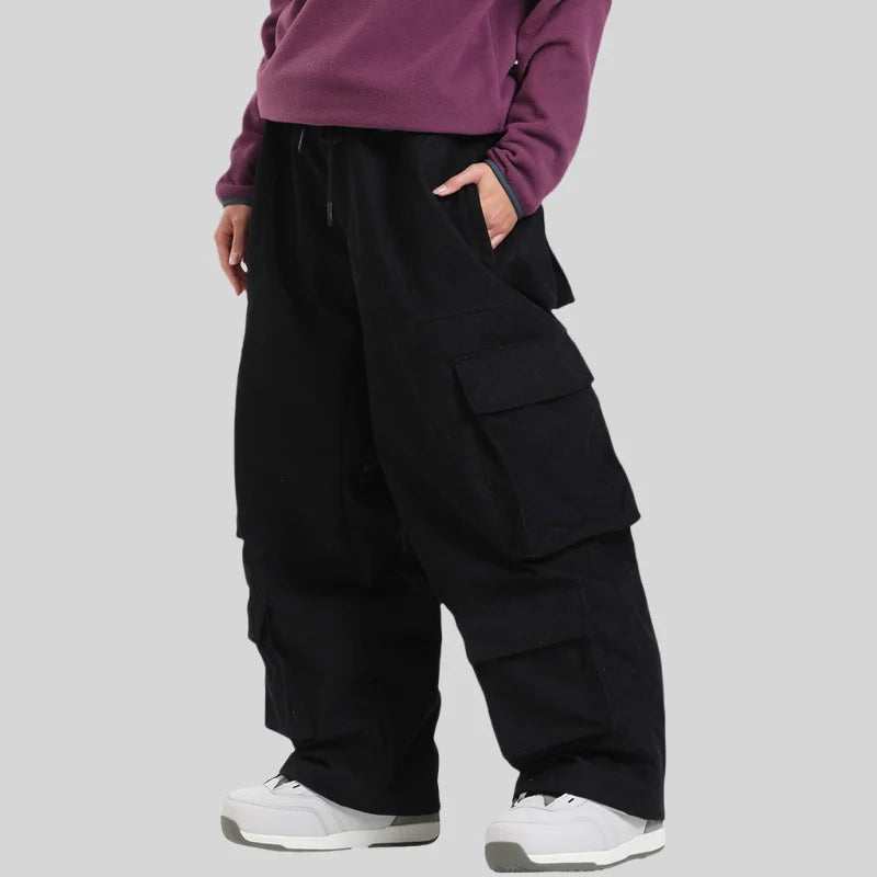 Baggy Snowboard Pants by Dollplus – Multi-Pocket, Windproof & Thermal Ski Wear