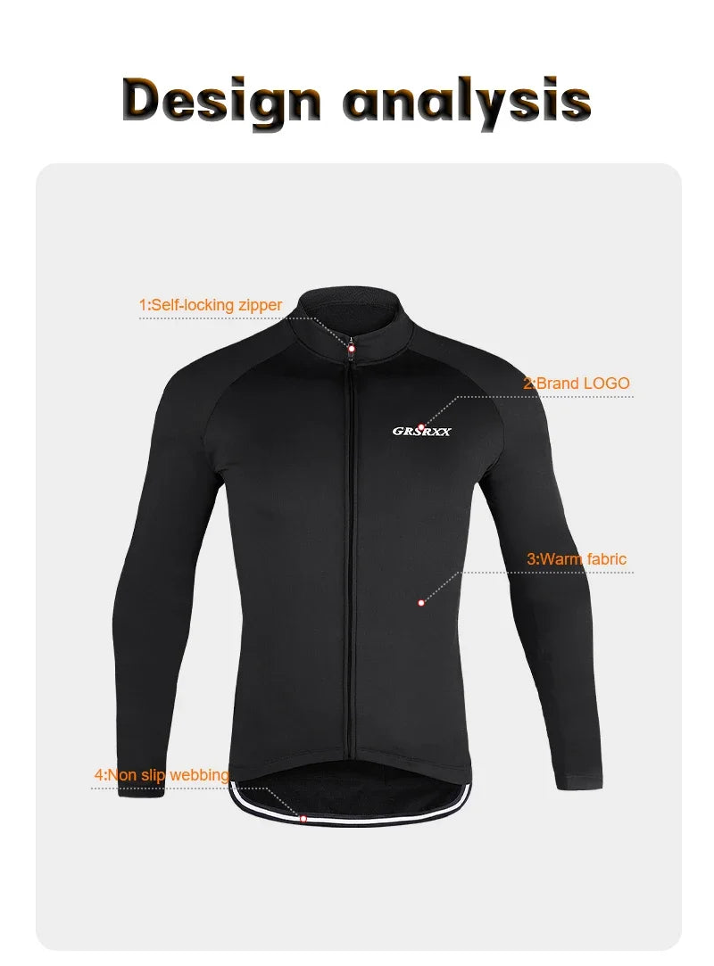 GRSRXX Thermal Winter Cycling Jacket MTB Bike Coat Bicycle Coat Sleeveless Long Sleeve Clothing Cycling Jersey Ciclismo Unisex