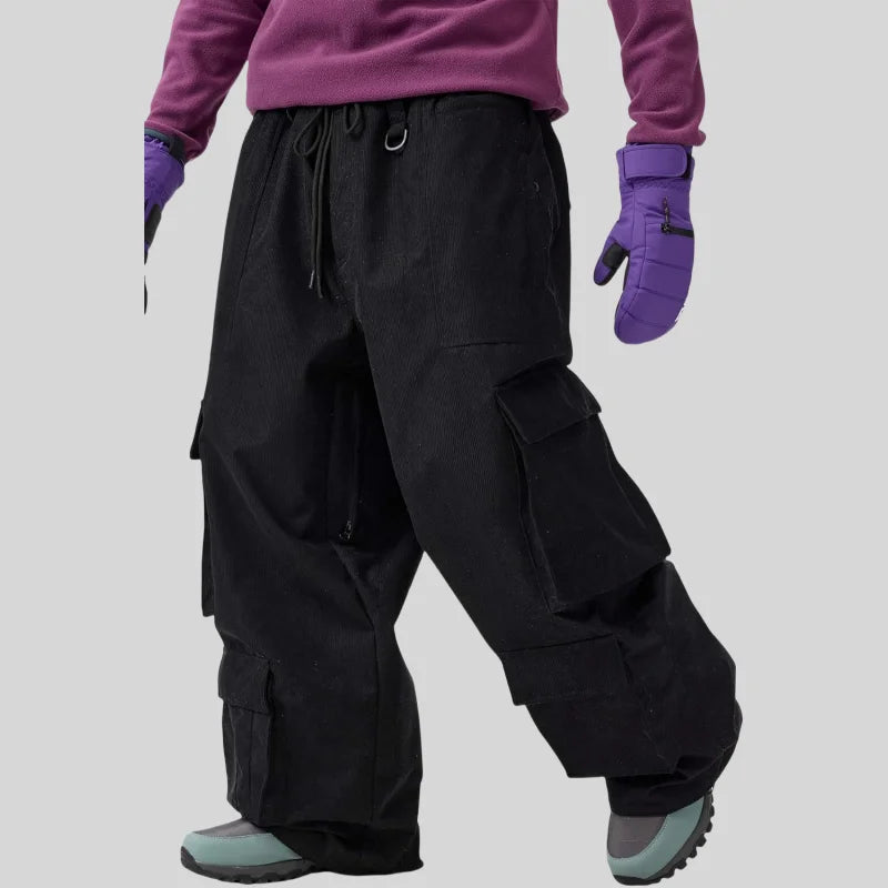 Baggy Snowboard Pants by Dollplus – Multi-Pocket, Windproof & Thermal Ski Wear