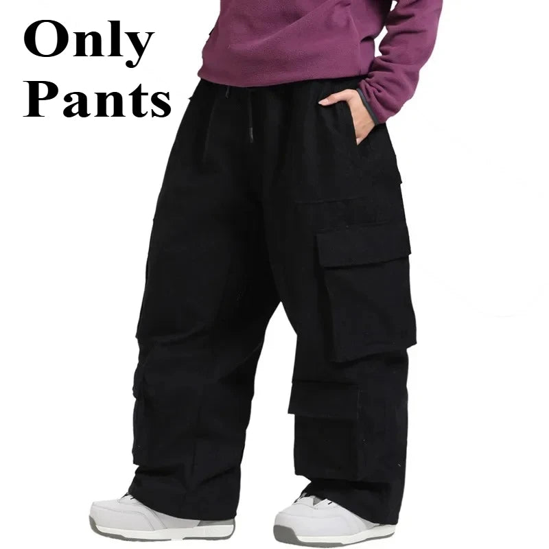 Baggy Snowboard Pants by Dollplus – Multi-Pocket, Windproof & Thermal Ski Wear