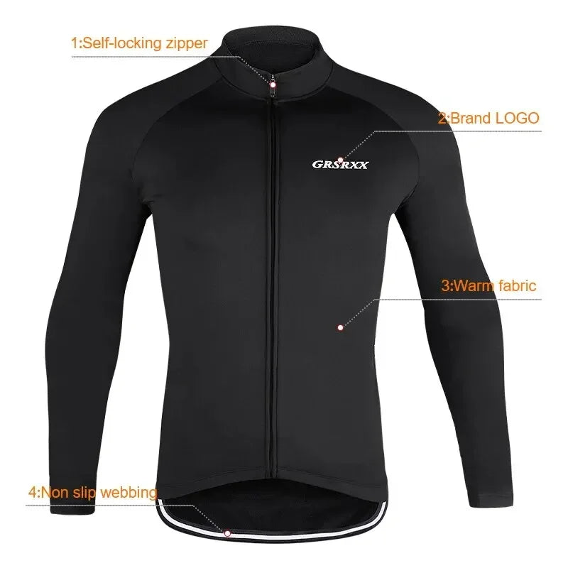 GRSRXX Thermal Winter Cycling Jacket MTB Bike Coat Bicycle Coat Sleeveless Long Sleeve Clothing Cycling Jersey Ciclismo Unisex