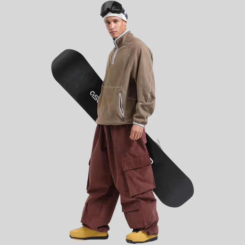 Baggy Snowboard Pants by Dollplus – Multi-Pocket, Windproof & Thermal Ski Wear