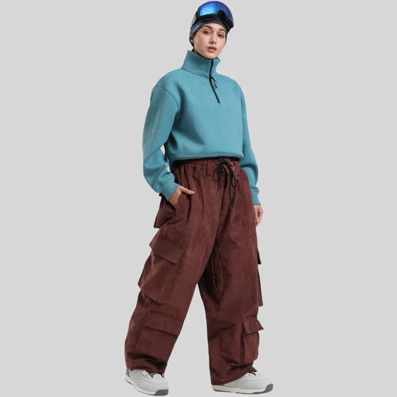 Baggy Snowboard Pants by Dollplus – Multi-Pocket, Windproof & Thermal Ski Wear
