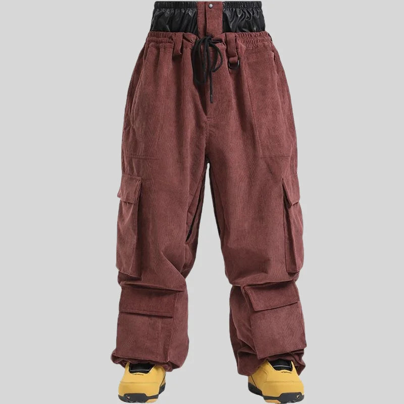 Baggy Snowboard Pants by Dollplus – Multi-Pocket, Windproof & Thermal Ski Wear