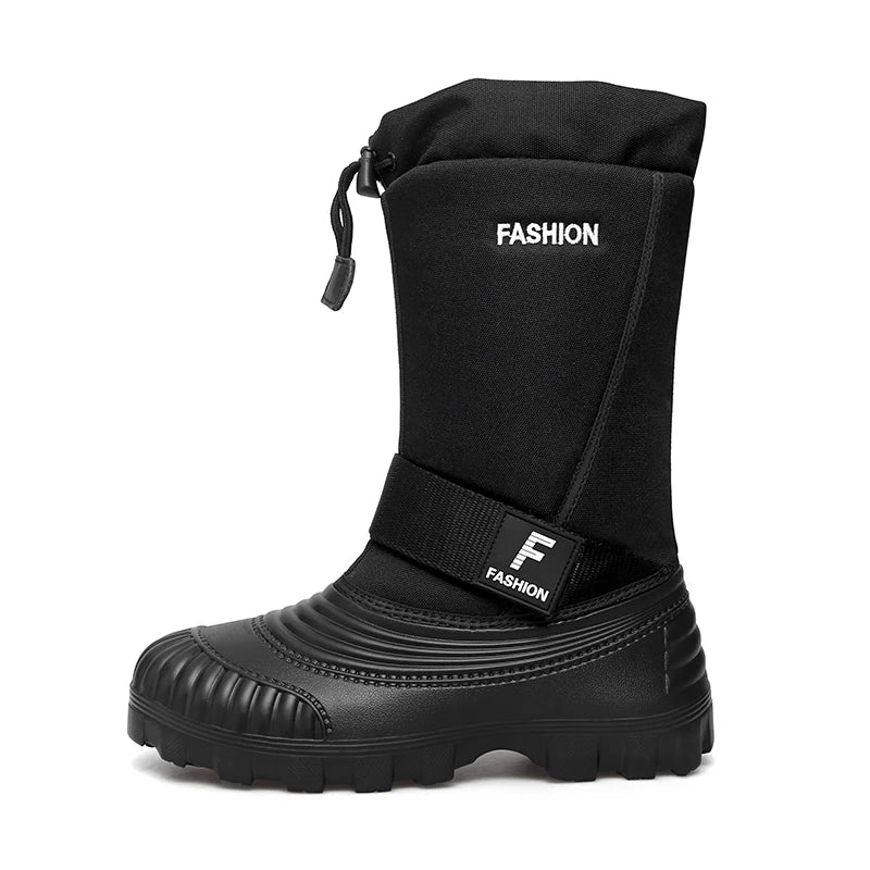 Winter Men's Snow Boots Waterproof Anti Slip Warm Cotton Shoes Outdoor Mid Calf High Top with Plush and Thickened Ski Boots