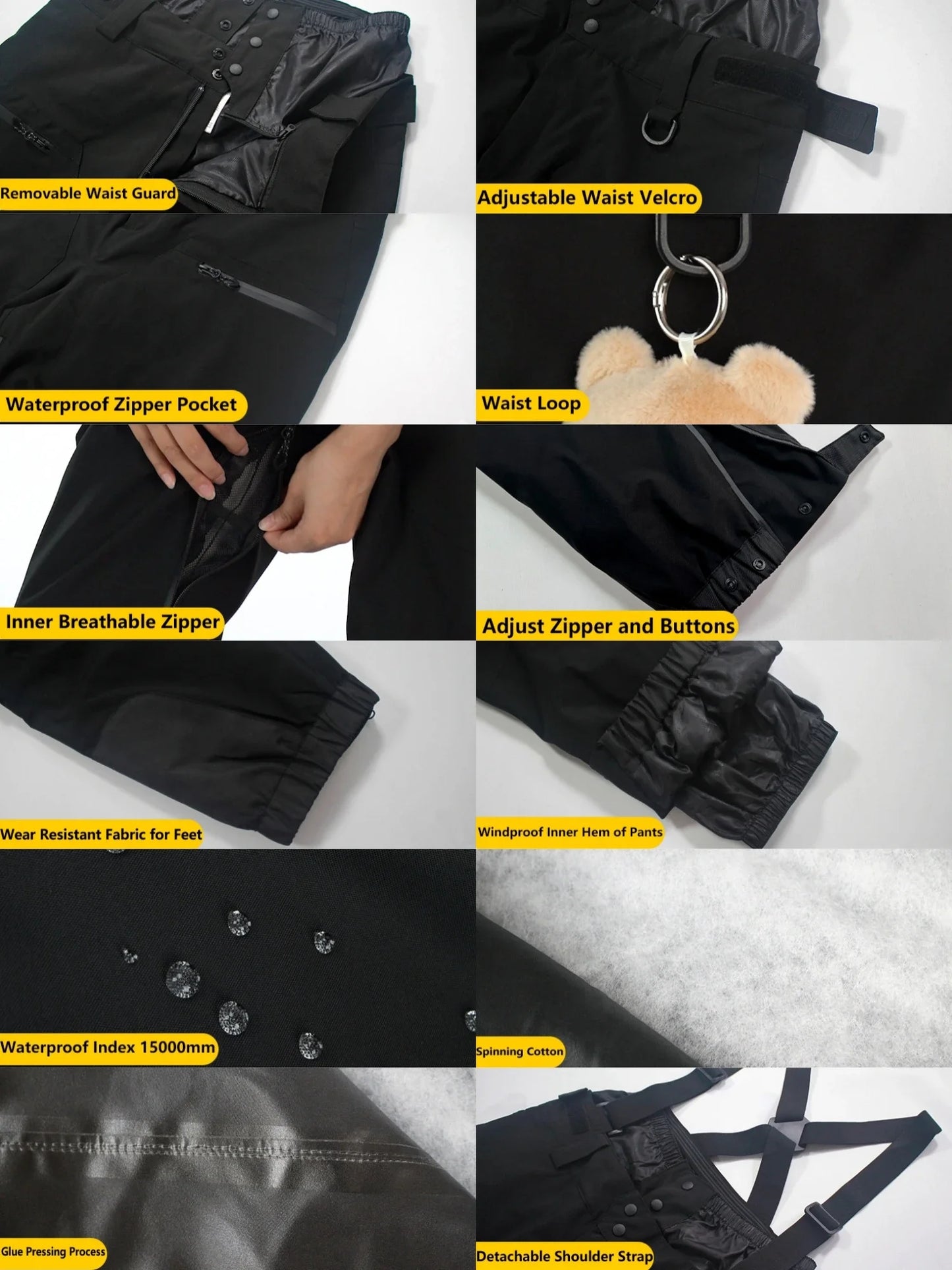 Men's Baggy Snowboard Pants - Waterproof 15000mm Snowboarding Pants Baggy Fit Winter Gear