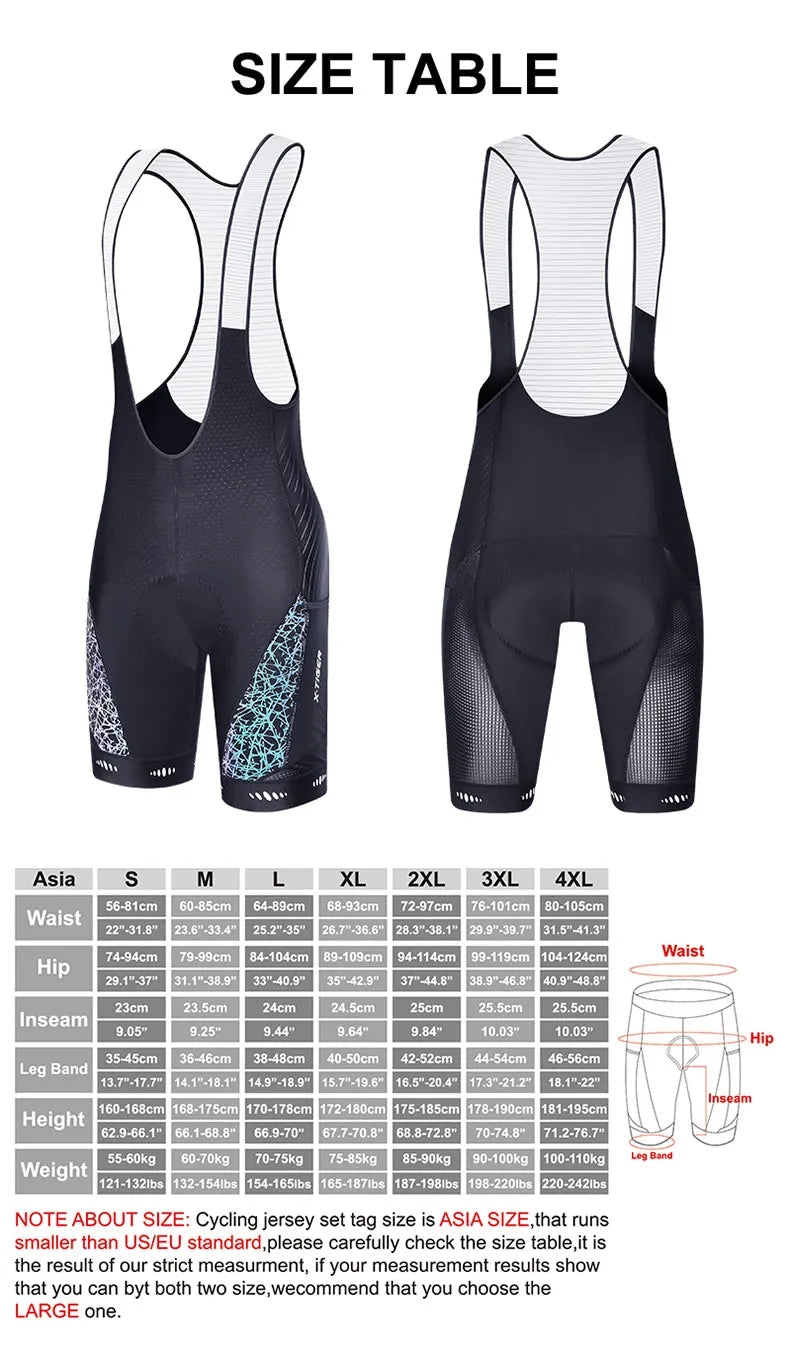 Cycling Bib Shorts 5D Gel Pad Mountain Bike Shorts Bretelle Pockets Outdoor Breathable UPF50+ Bike Tight Bicycle Shorts