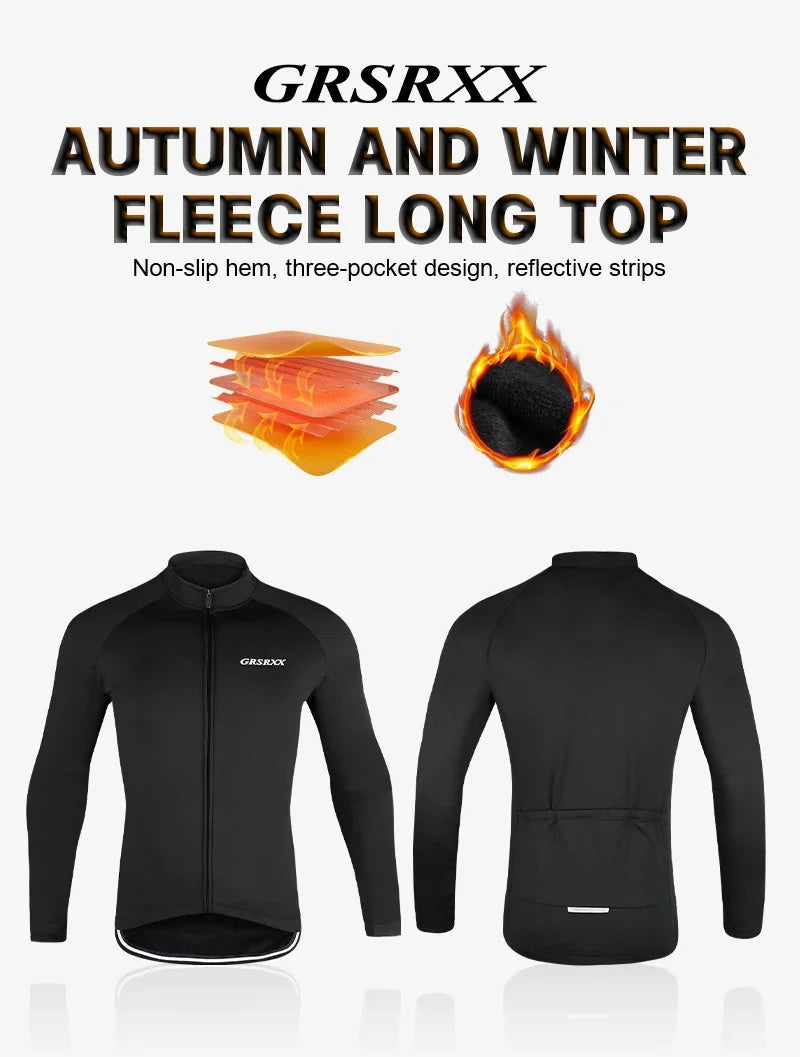 GRSRXX Thermal Winter Cycling Jacket MTB Bike Coat Bicycle Coat Sleeveless Long Sleeve Clothing Cycling Jersey Ciclismo Unisex