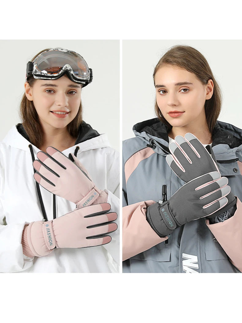 1 Pair Ski Gloves Waterproof aAnd Windproof - Thickened Warm Snow Gloves, Snowboard Touch Screen Cycling WinterGloves