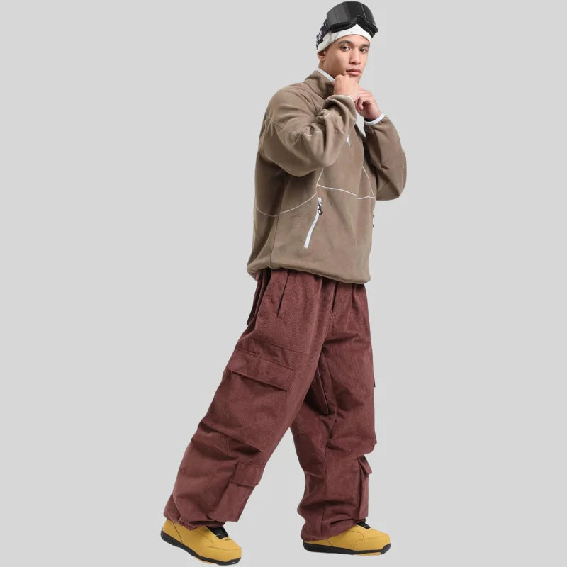 Baggy Snowboard Pants by Dollplus – Multi-Pocket, Windproof & Thermal Ski Wear