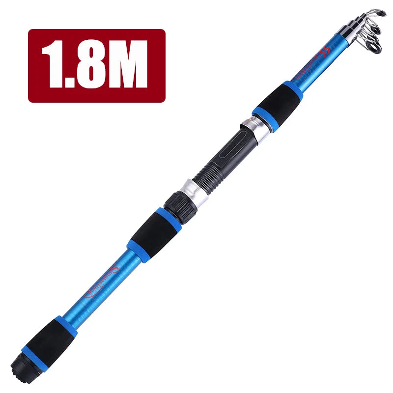 Telescopic fishing rod with a length of 1.8 meters on a white background