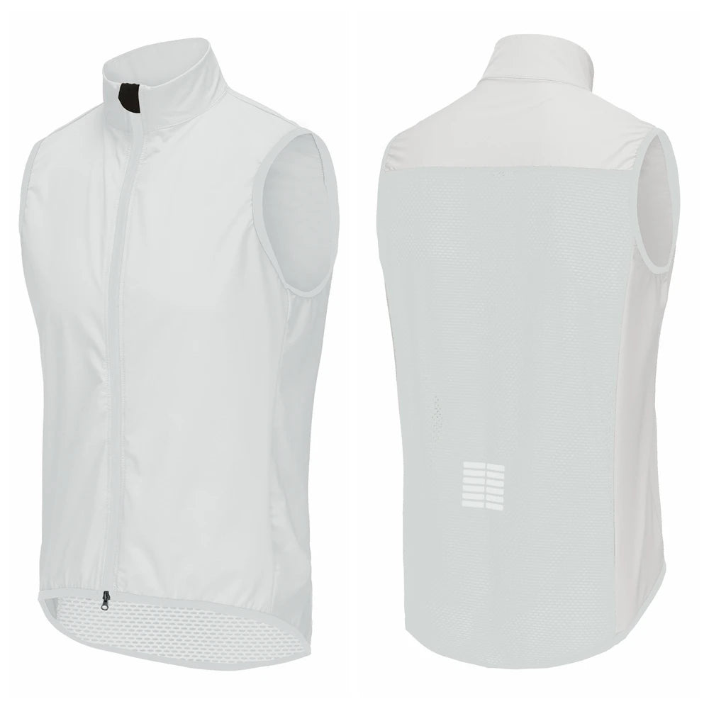 White sleeveless vest shown from front and back on a white background