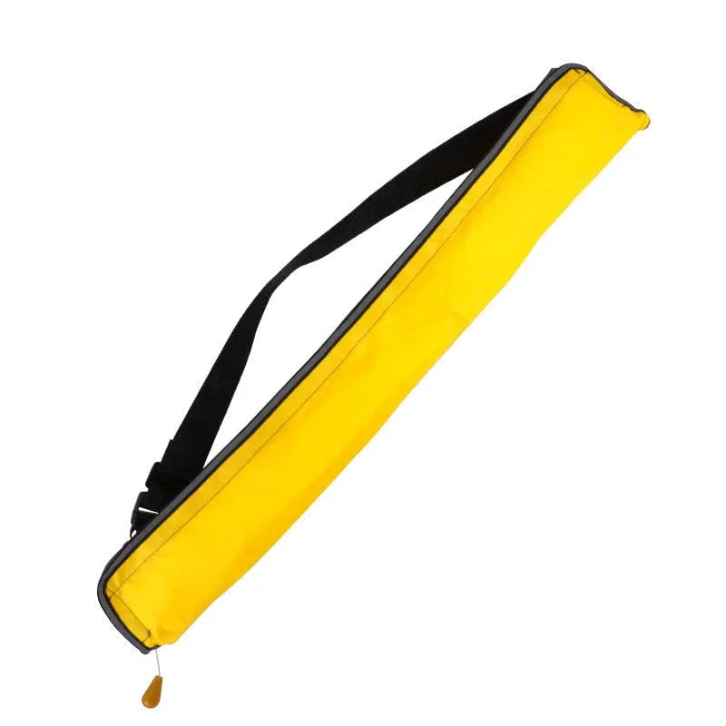 Yellow case with a black strap on a white background