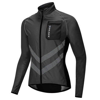 Black and gray jacket with a pocket on a white background