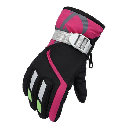 Black and pink glove with reflective elements on a white background