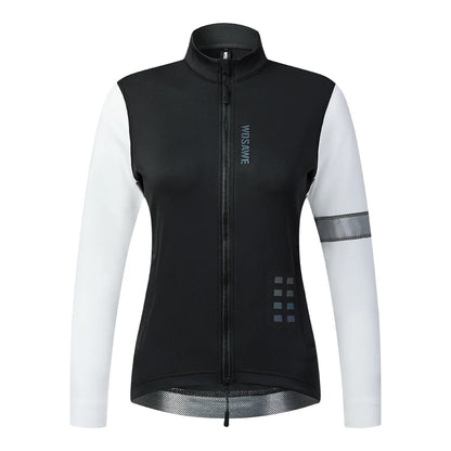 Black and white cycling jacket on a white background