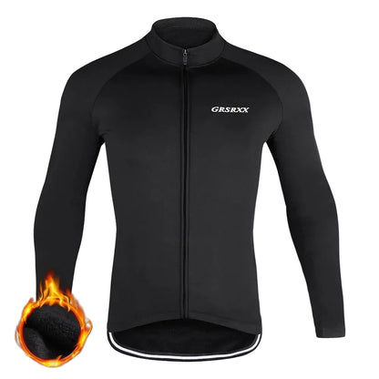 Black cycling jacket on a white background