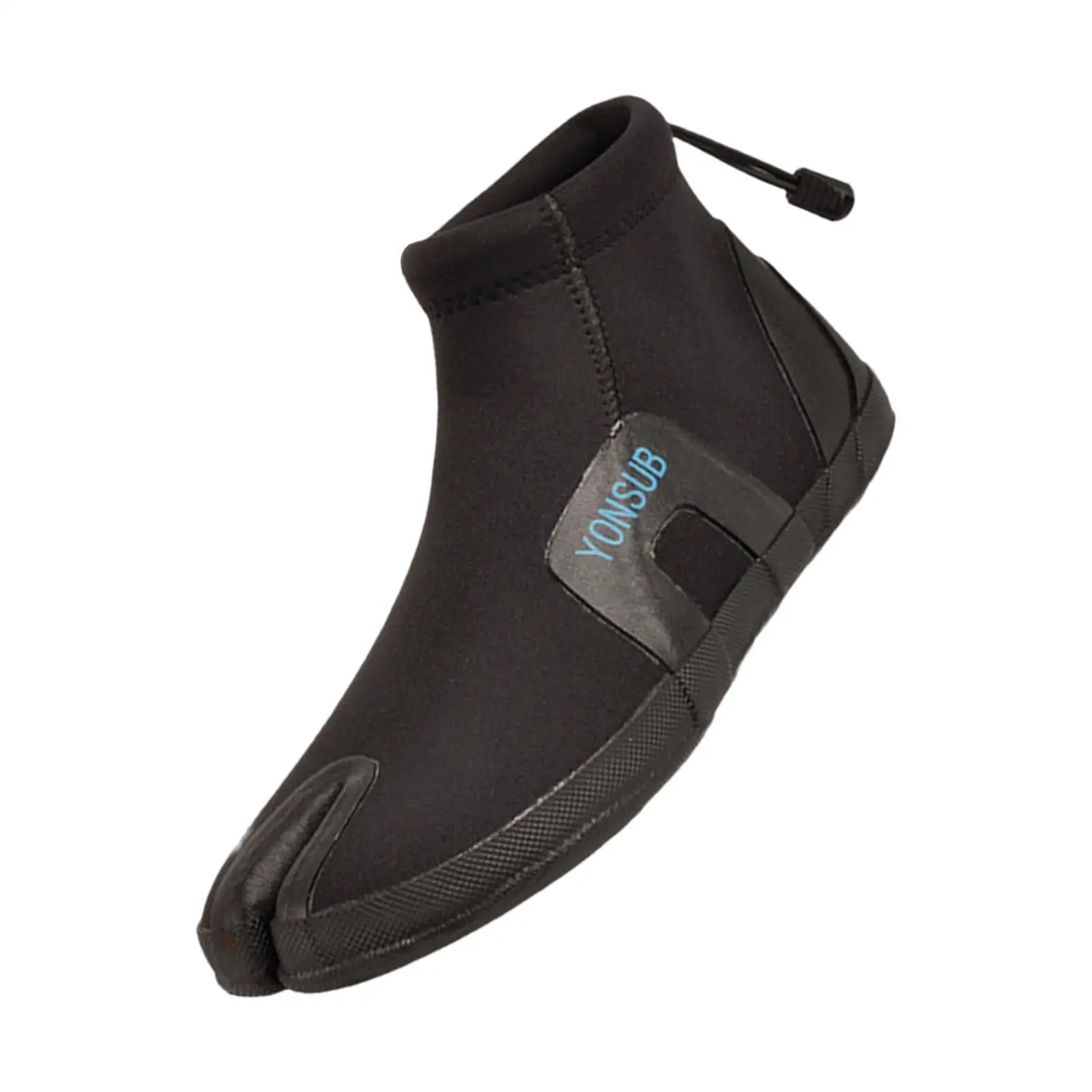Black diving boot on a white background