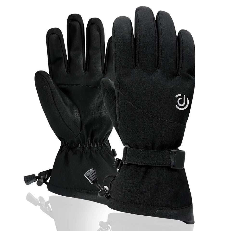 Black gloves with a logo on a white background