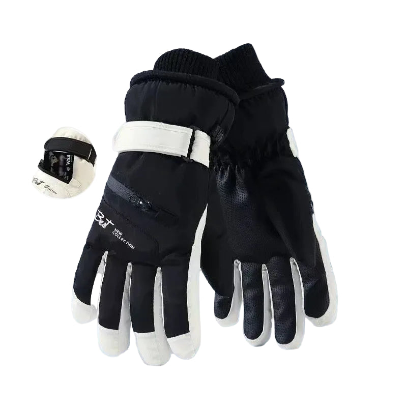 Black gloves with white accents on a white background