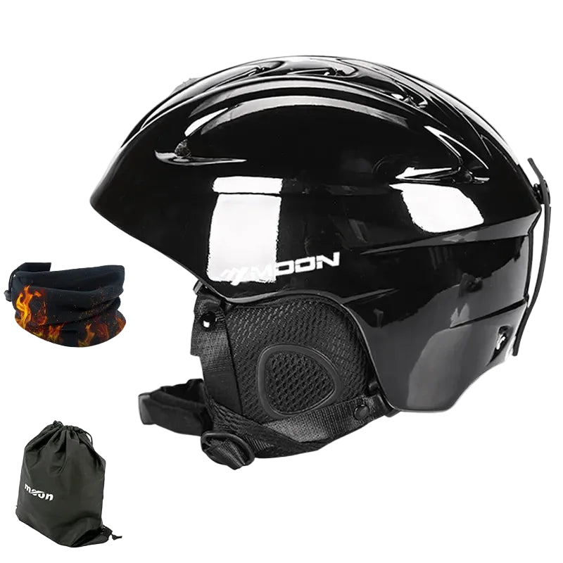 Black helmet with gifts on a white background