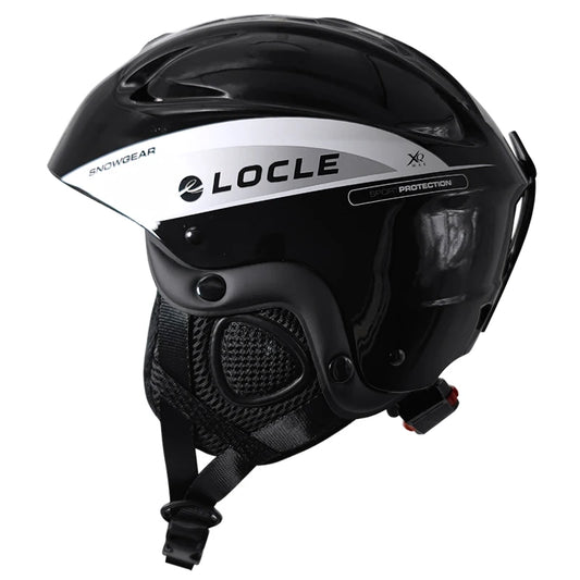 Black helmet with visible branding on a white background