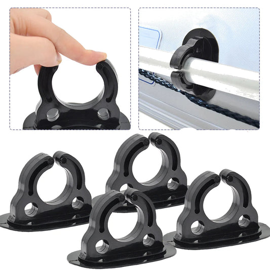 Black metal clip with a hand demonstrating its use, set against a white background.