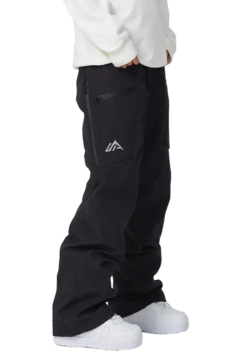 Black pants with a logo on a white background