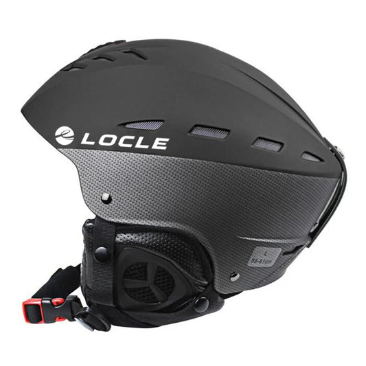Black helmet with 'Locle' branding on a white background