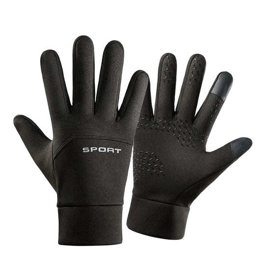 Black sports gloves on a white background.