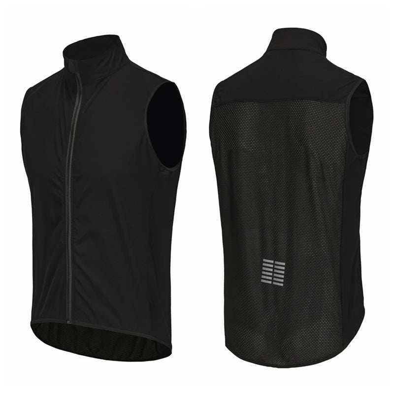 Black vest shown from front and back on a white background