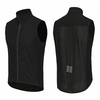 Black vest shown from front and back on a white background