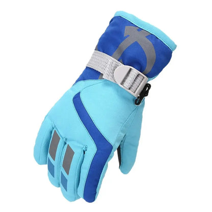 Blue and light blue gloves with gray accents on a white background