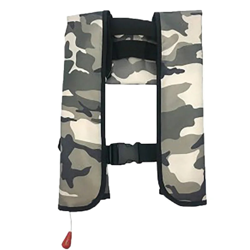 Camouflage life jacket on a white background