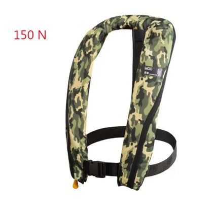 Camouflage life jacket on a white background