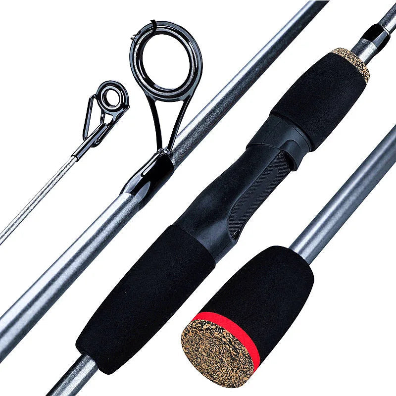 Fishing rod with cork handl on a white background