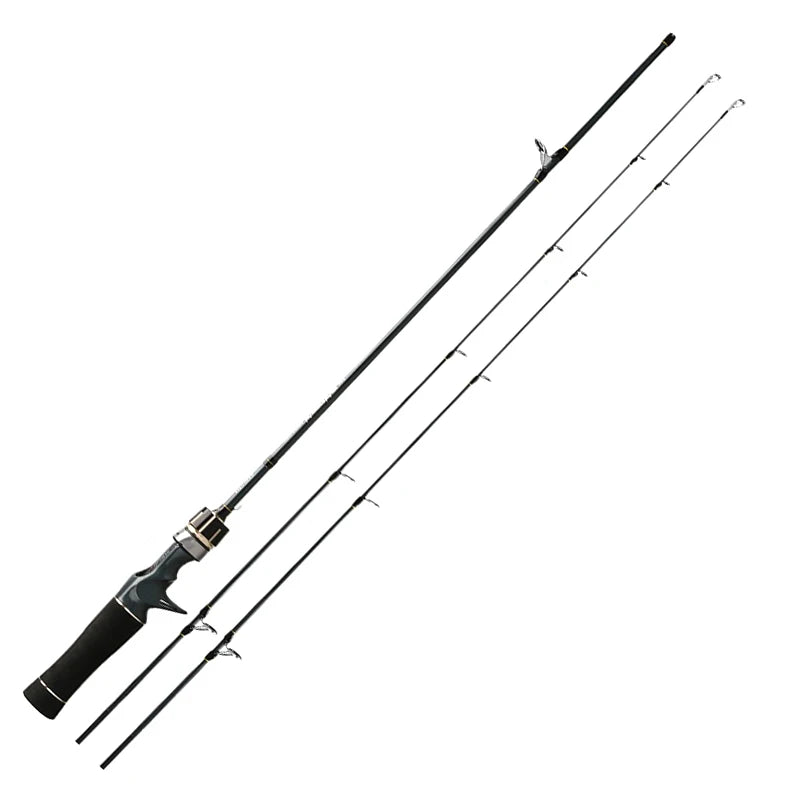 Fishing rod with reel on a white background
