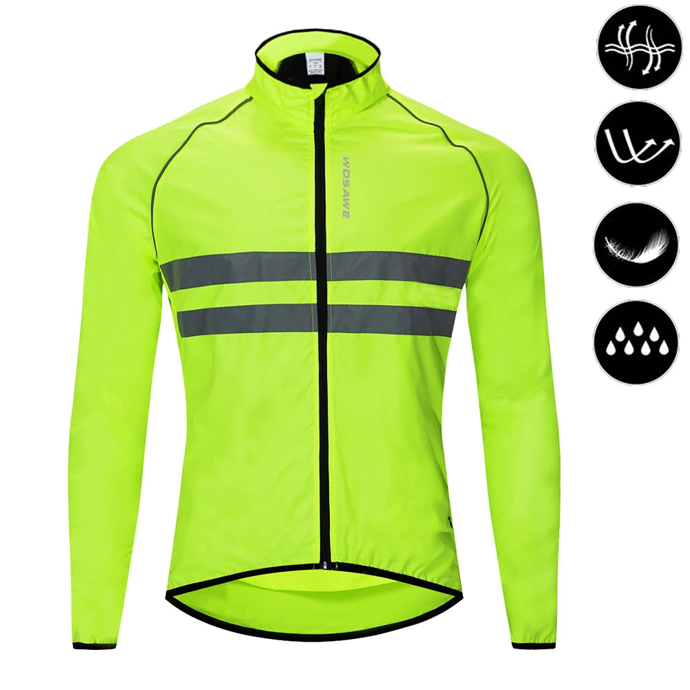 Fluorescent yellow jacket with reflective strip on a white background