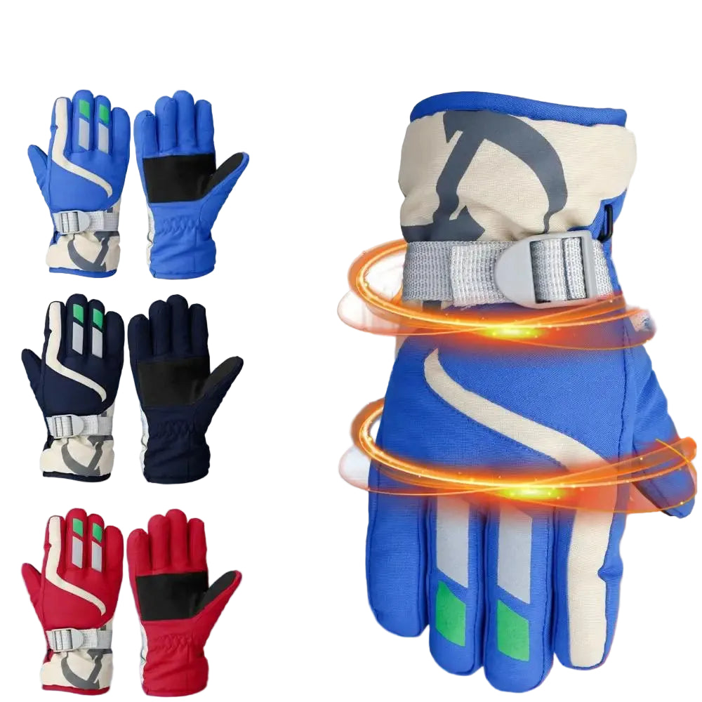 Gloves with various color options on a white background.