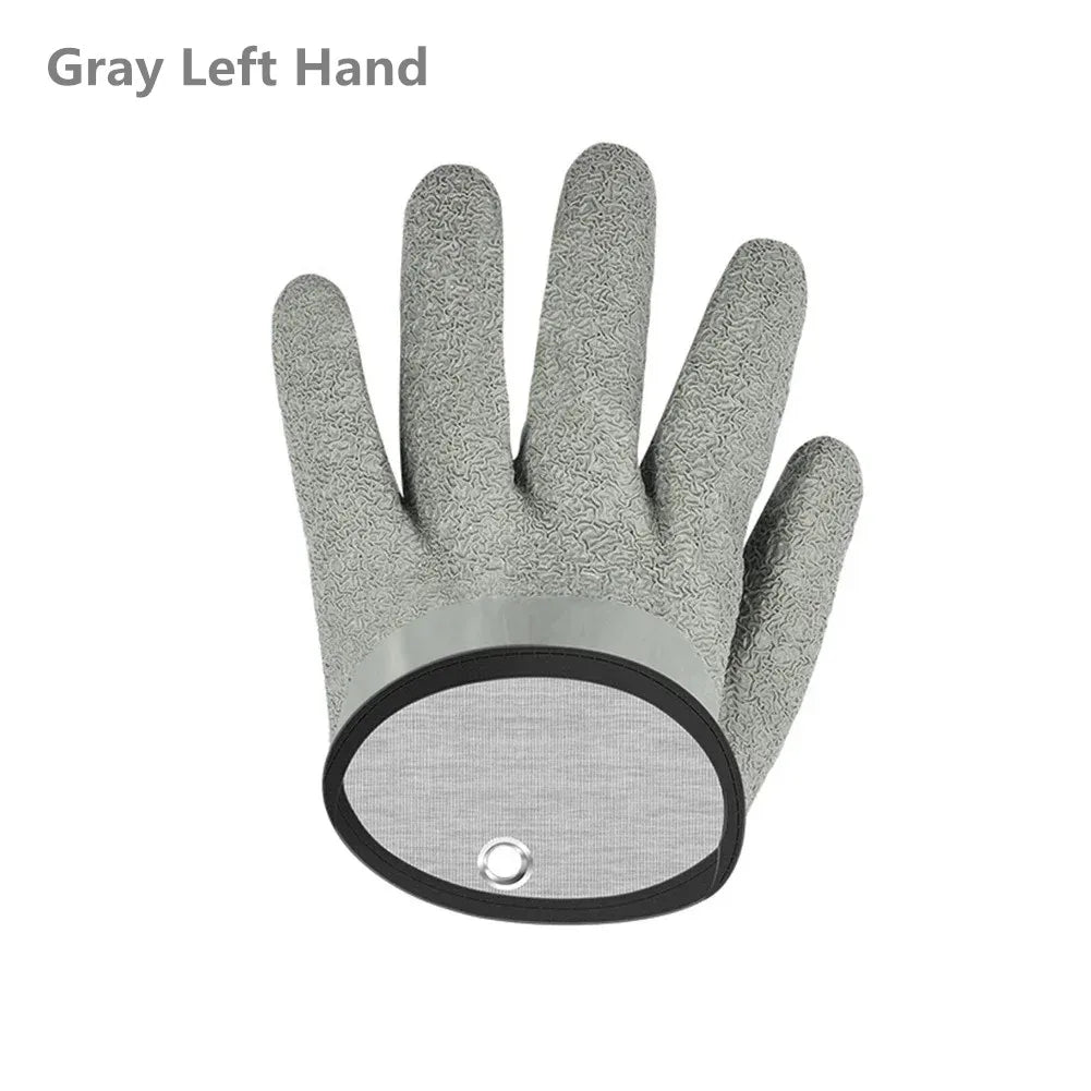 Gray left hand glove on a white background